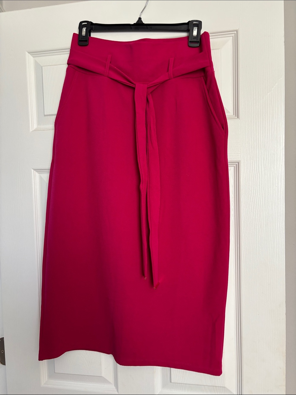 Fashion Nova Fuchsia Tie-Waist Midi Skirt